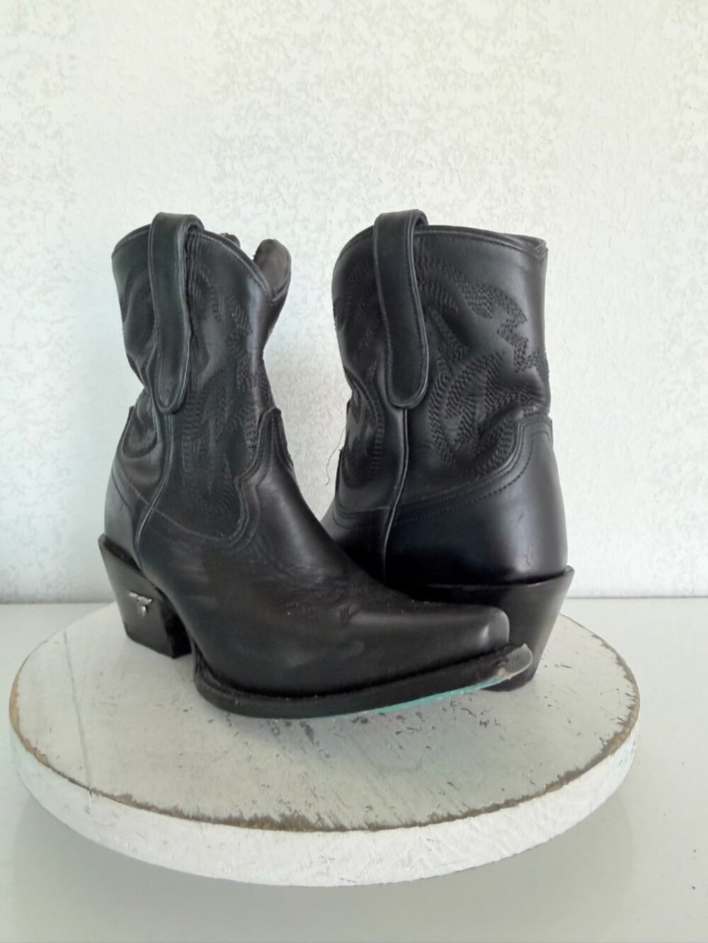 Lane SMOKESHOW Black Cowboy Bootie Womens 6 Western Cowgirl Short Boots Snip Toe